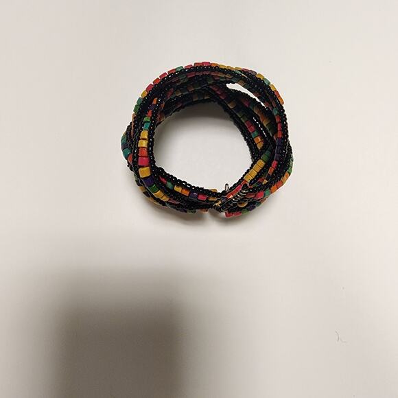 Beaded twist hinged bracelet unmarked jb - Picture 7 of 9